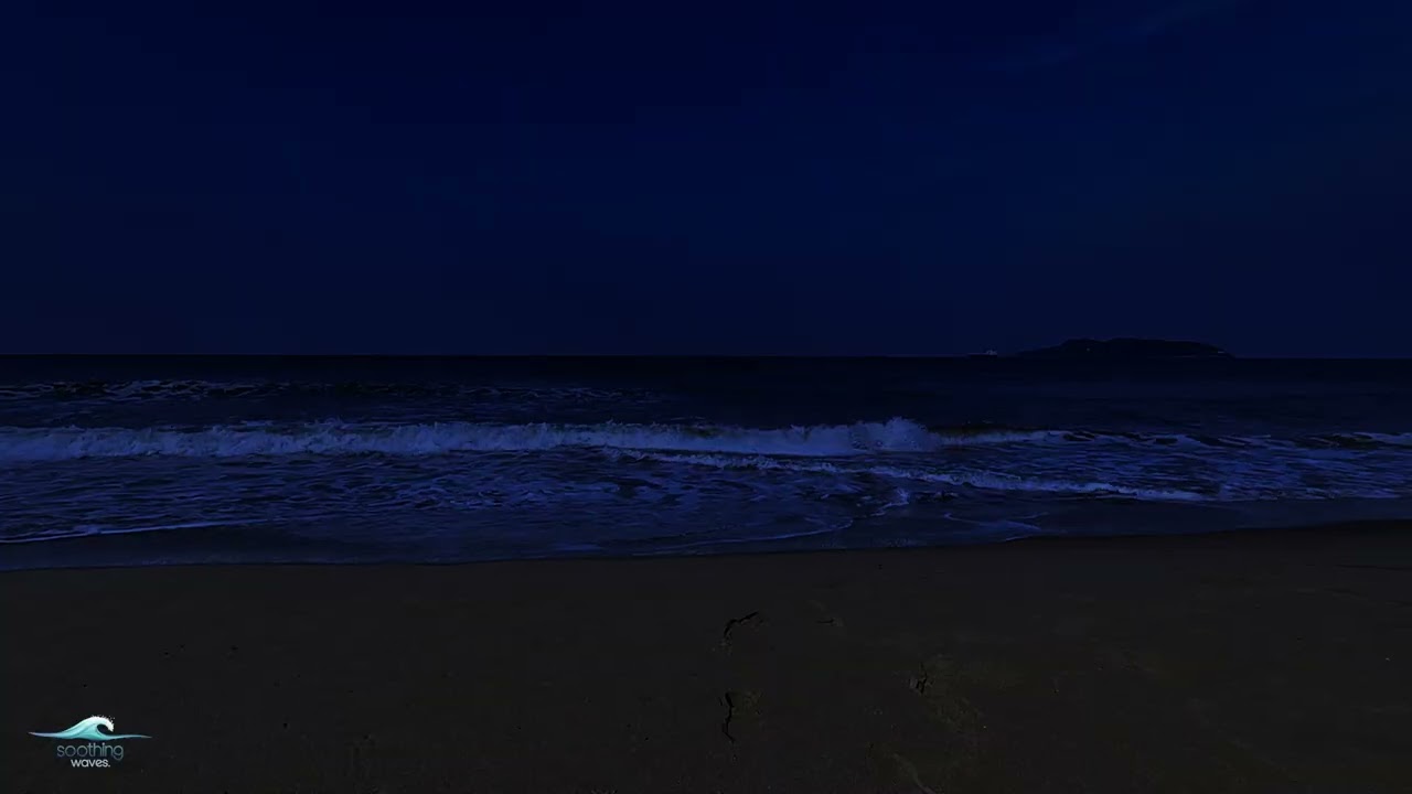 (No Ads) Deep Relaxation Music - Ocean Sounds For Remove Insomnia With A Dark Screen & Rolling Waves