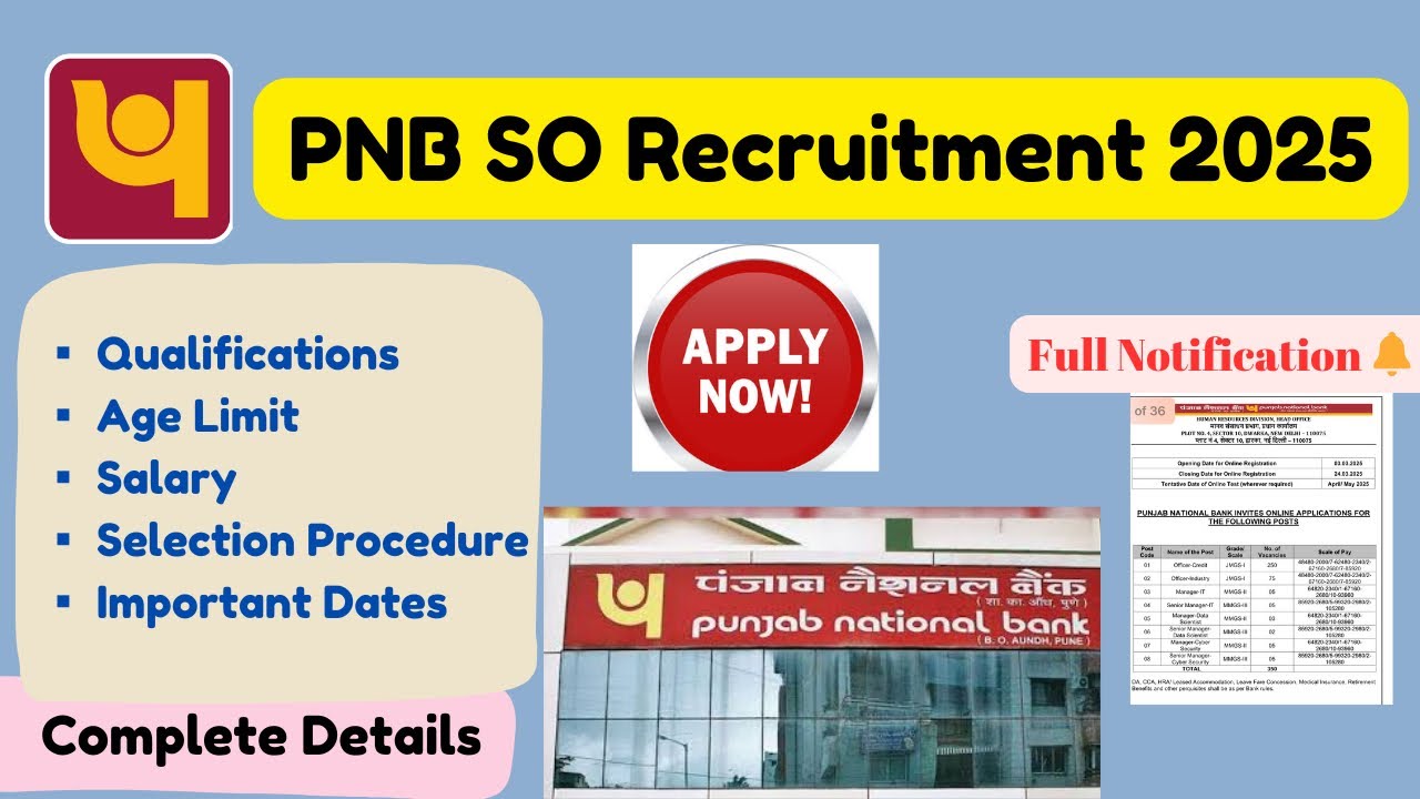 PNB SO NEW RECRUITMENT 2025 | PNB SO Age limit , Qualifications,Salary , Selection Procedure #pnb