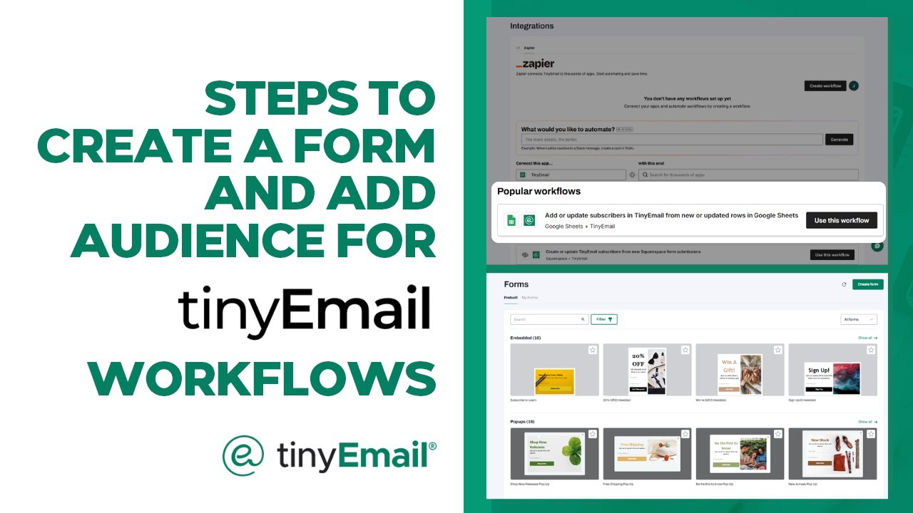 Steps to Create a Form and Add Audience for tinyEmail Workflows