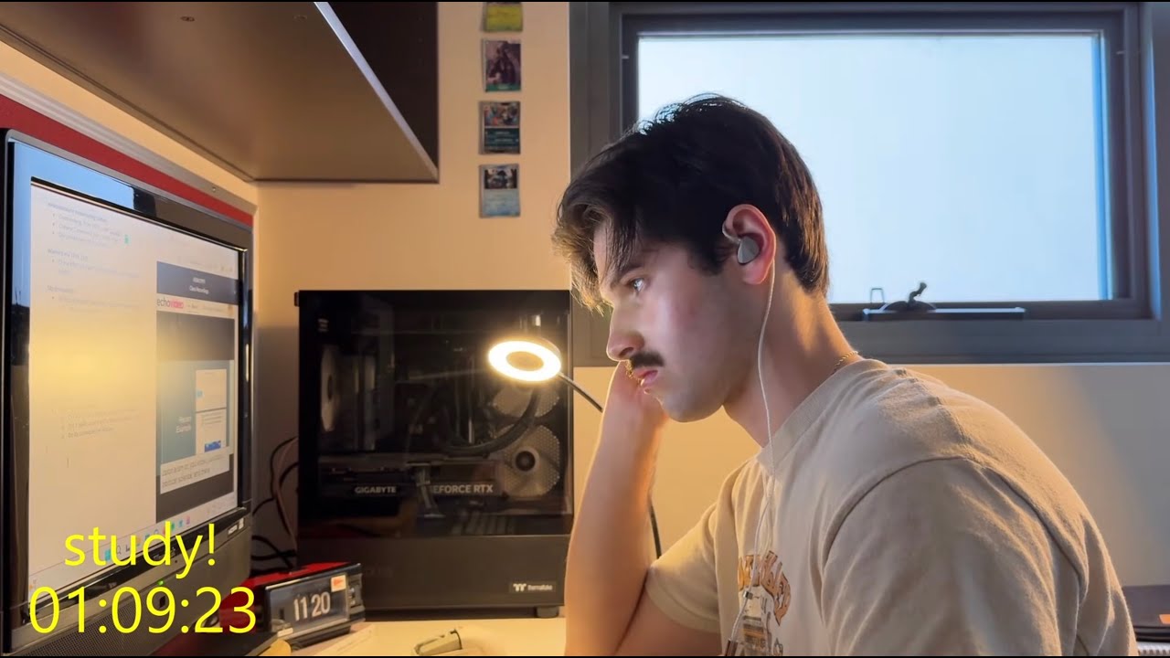 Study With Me for 2 hours! No breaks, rain sounds