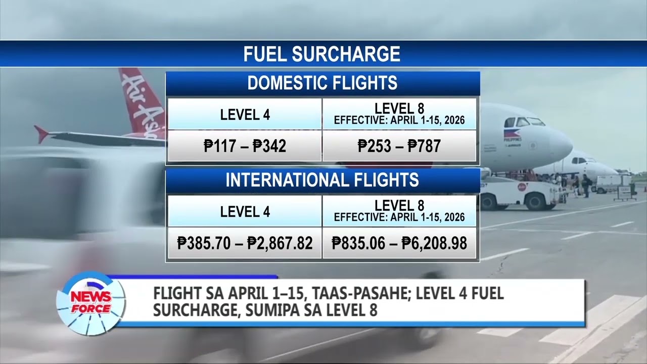 FLIGHT SA APRIL 1–15, TAAS-PASAHE; LEVEL 4 FUEL SURCHARGE, SUMIPA SA LEVEL 8