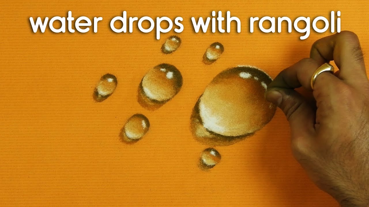How to Draw water drops with rangoli | hyper realistic rangoli | learn rangoli | hyper realistic art