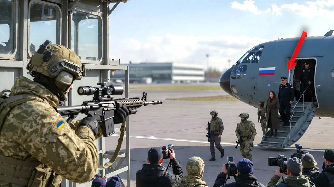 Украинский снайпер тайно проник в аэропорт и выследил рyсский генерала в момент его схода с самолёта