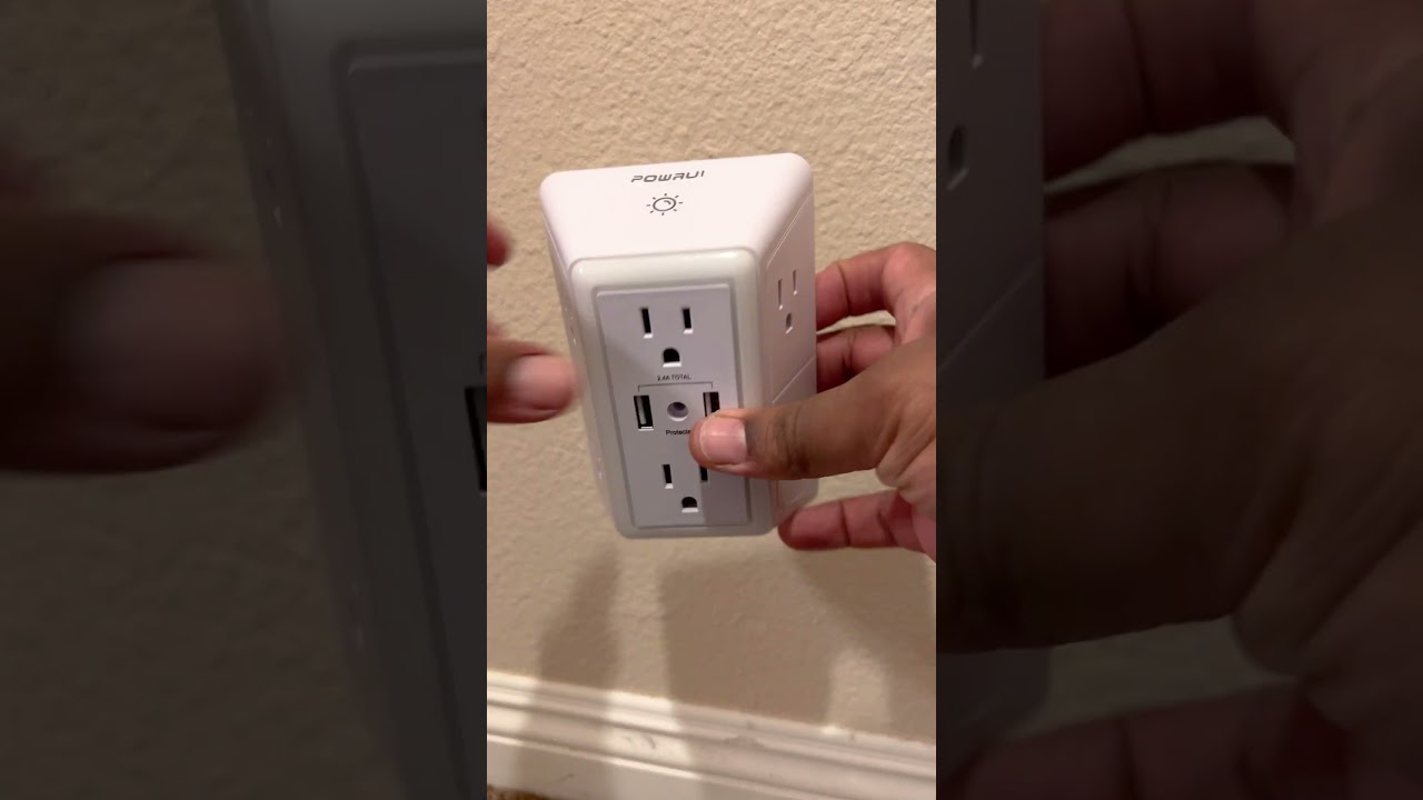 Installing Multi Outlet Surge Protector Extender with 6 USB Ports and Night light #homegadgets #usb