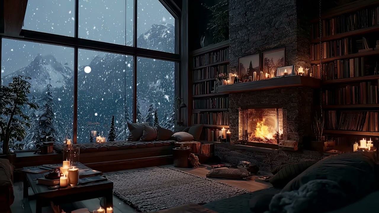 Dreamy Cozy Room ✨ Gentle Piano 🎹 & Fireplace Glow 🔥 | Calm Night Ambience 🌟