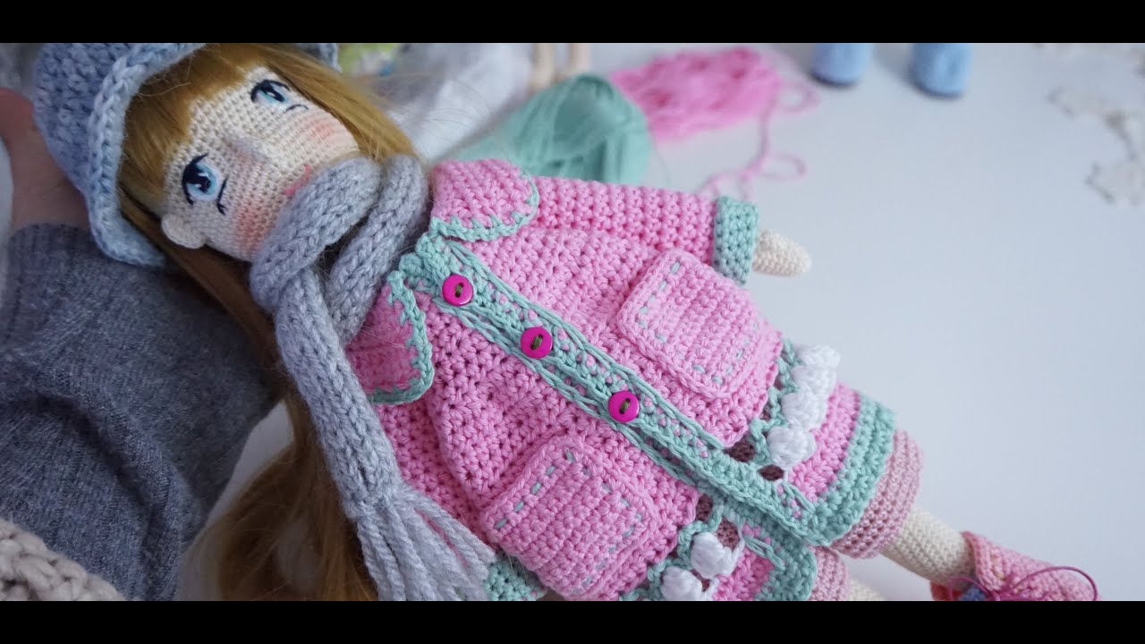 Crochet doll winter coat tutorial 🧶