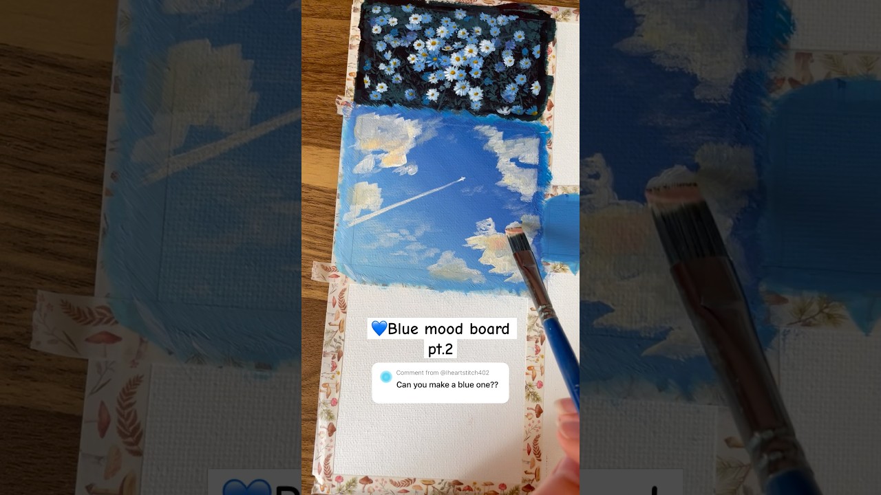 💙BLUE MOOD BOARD PT.2✈️#artlovers #artshorts #artseries #blue #asthetic #moodboard #acrylicpaint