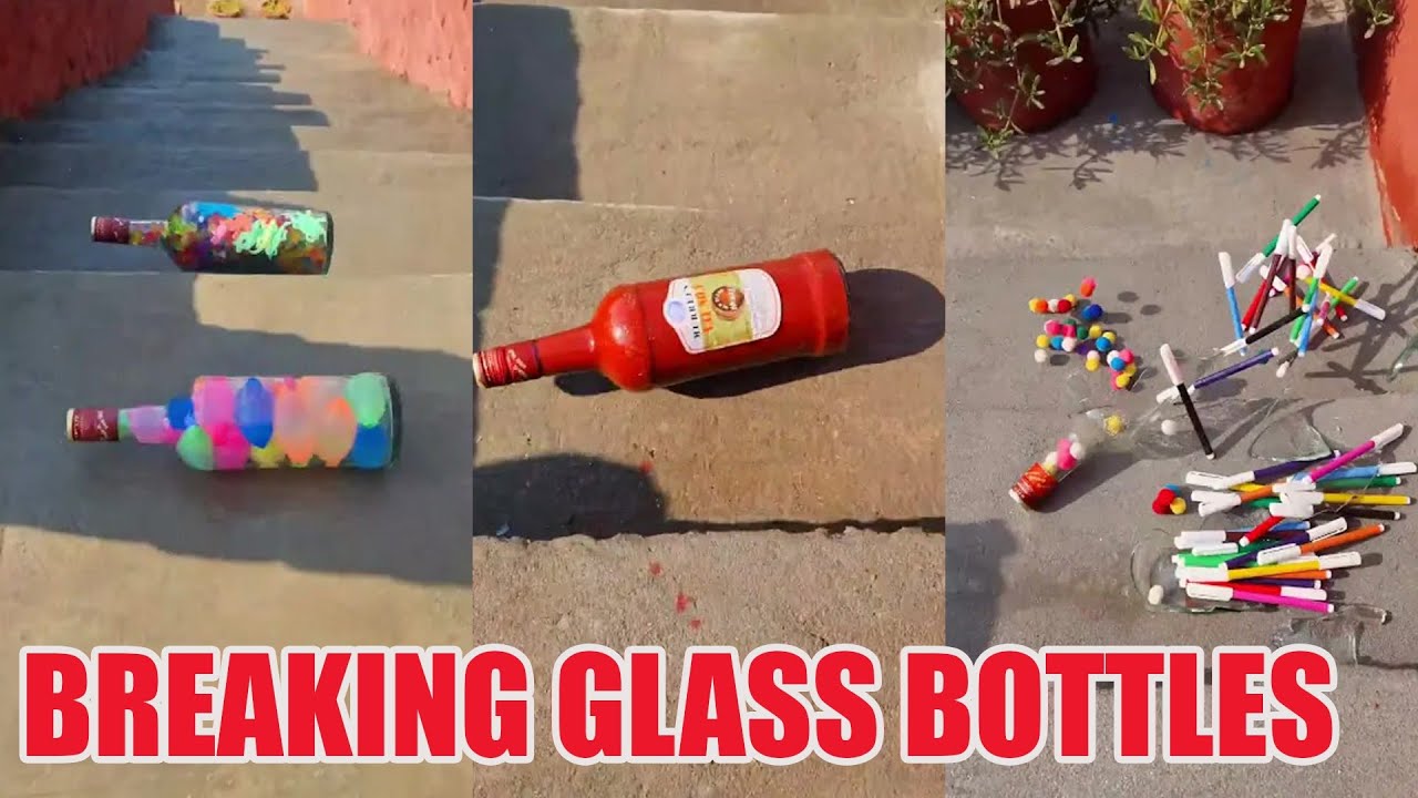 Breaking Glass Bottles & Balloon Drops 😱🔥 Crushing Crunchy & Soft Things! #asmr #satisfying