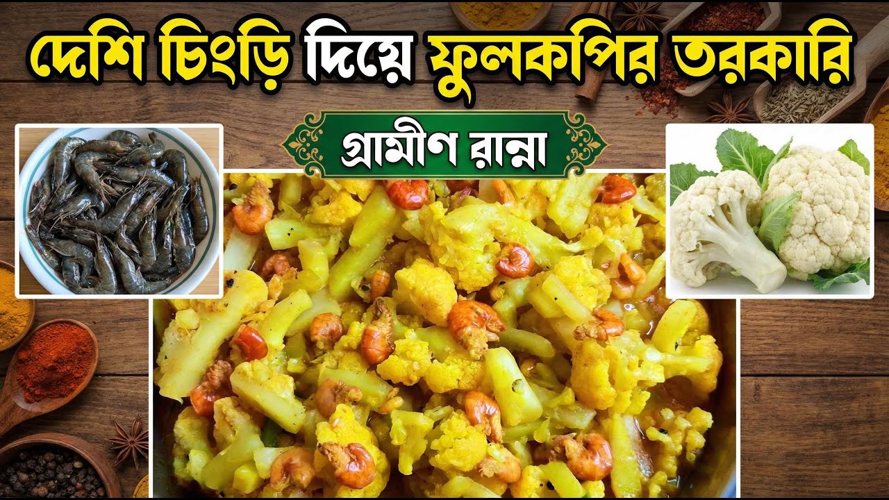 গ্রামীণ স্বাদে দেশি চিংড়ি ফুলকপি দিয়ে রান্না