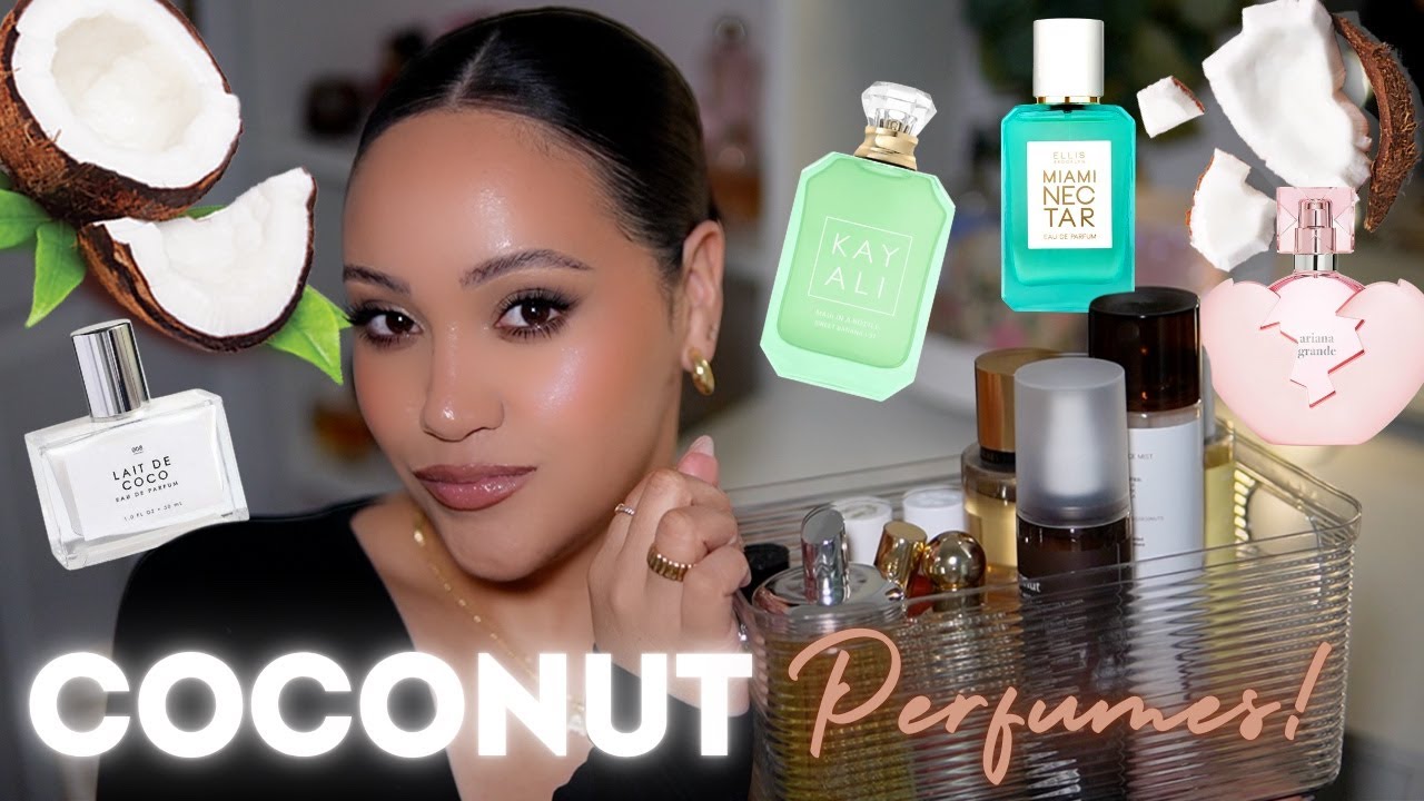 COCONUT PERFUMES IN MY COLLECTION! 🥥 FLUFFY, SWEET, LACTONIC, BEACHY & MORE! | AMY GLAM 🥥