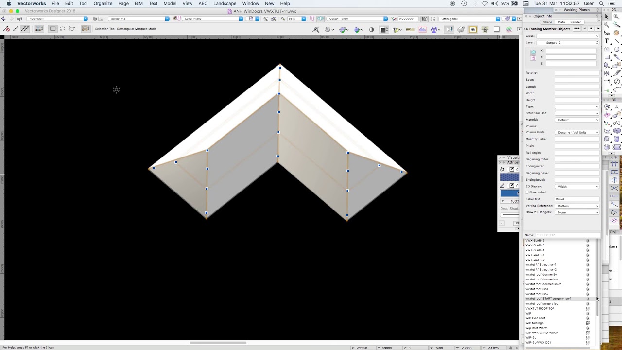 VECTORWORKS BIM TUTORIAL 14B - ROOF FRAMER