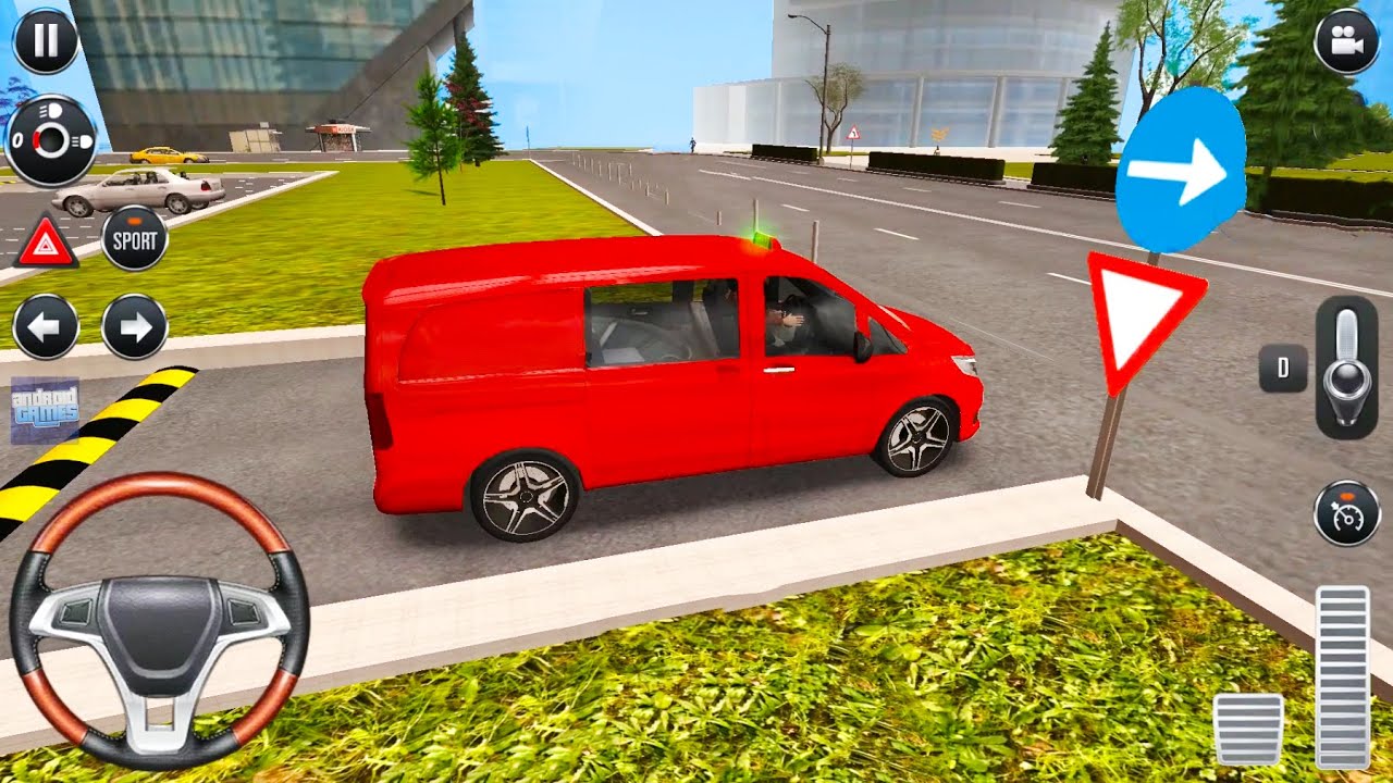 Red Taxi Mercedes Minivan - Taxi Driving in 3 Cities Simulator Gameplay