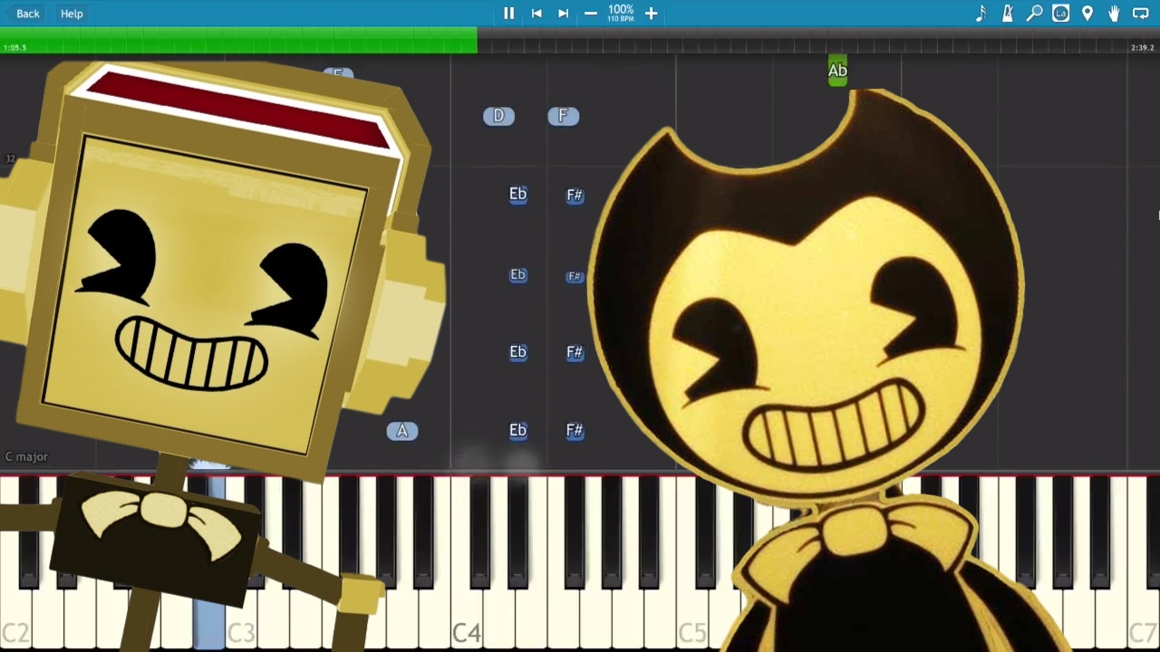 Bendy And The Ink Machine Song  -The Devil's Swing - Fandroid - Piano Tutorial /Cover