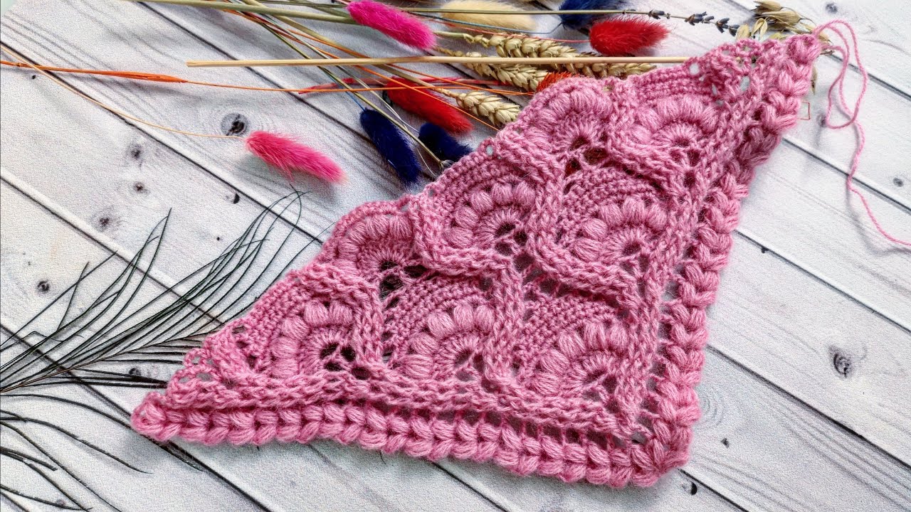 Ажурная шаль крючком//Узор для шали//Узор для бактуса//Crochet shawl//Часть -1