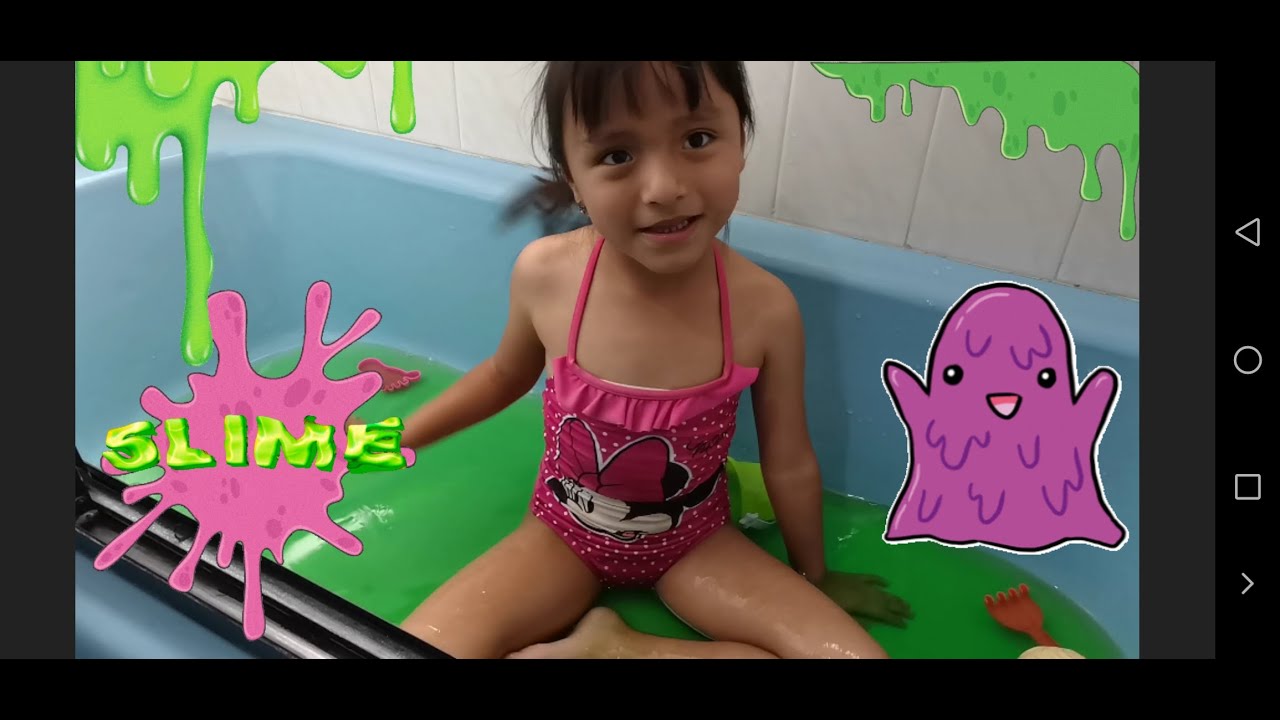 💚 Jugando en la bañera con slime baff / Playing in the bathtub with slime baff