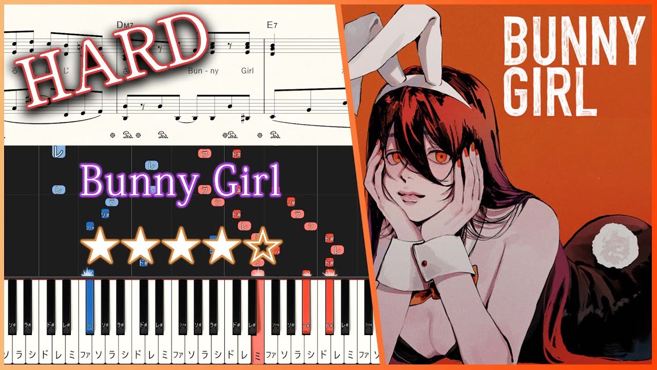 Bunny Girl - AKASAKI - Hard Piano Tutorial + Sheets【Piano Arrangement】