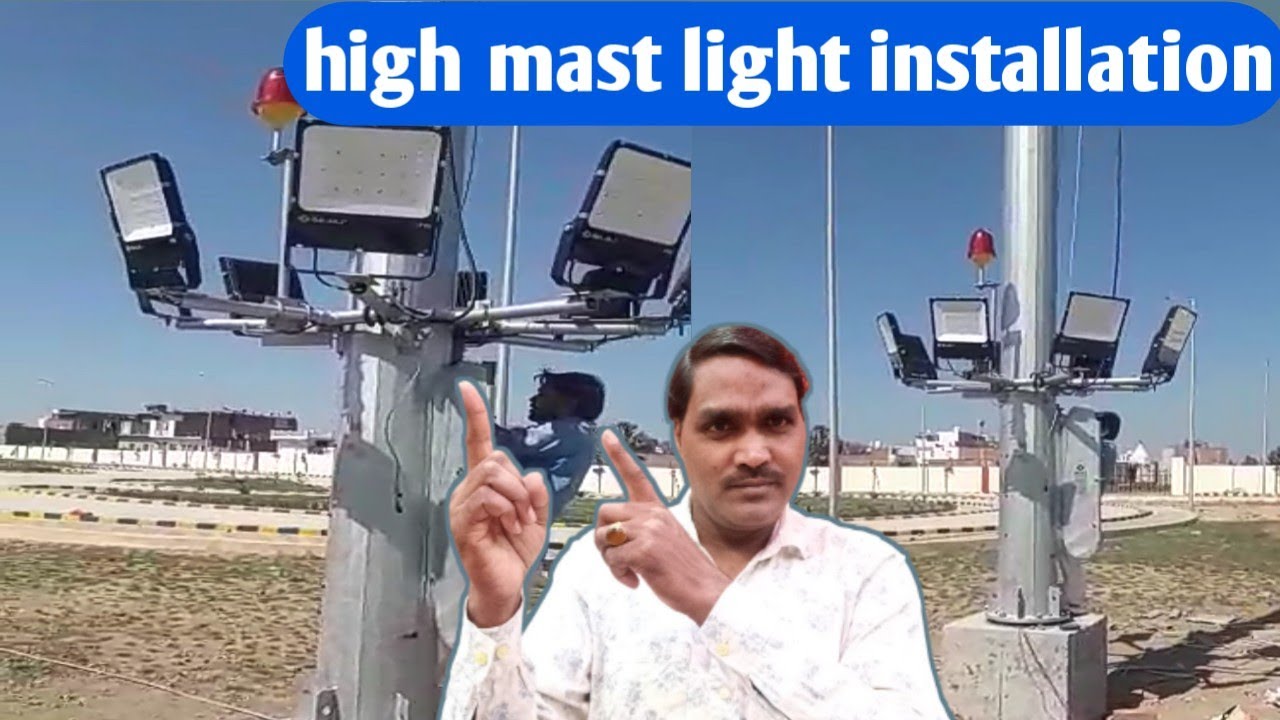My work high mast light installation | Pole ligh work | My first vlog