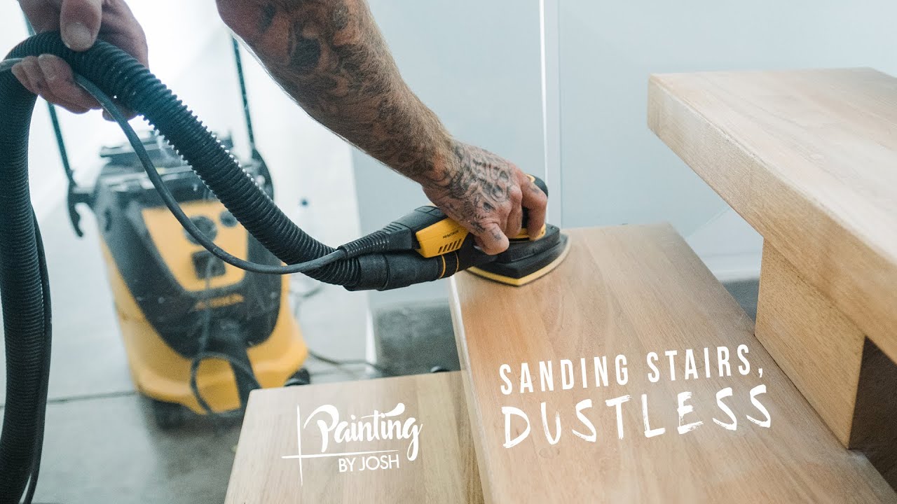 SANDING STAIRS WITH MIRKA DEOS DELTA DUSTLESS SANDING SYSTEM