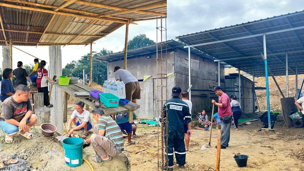 Mendirikan Tiang Utama Rumah//Lepak Dikebun Bersama//