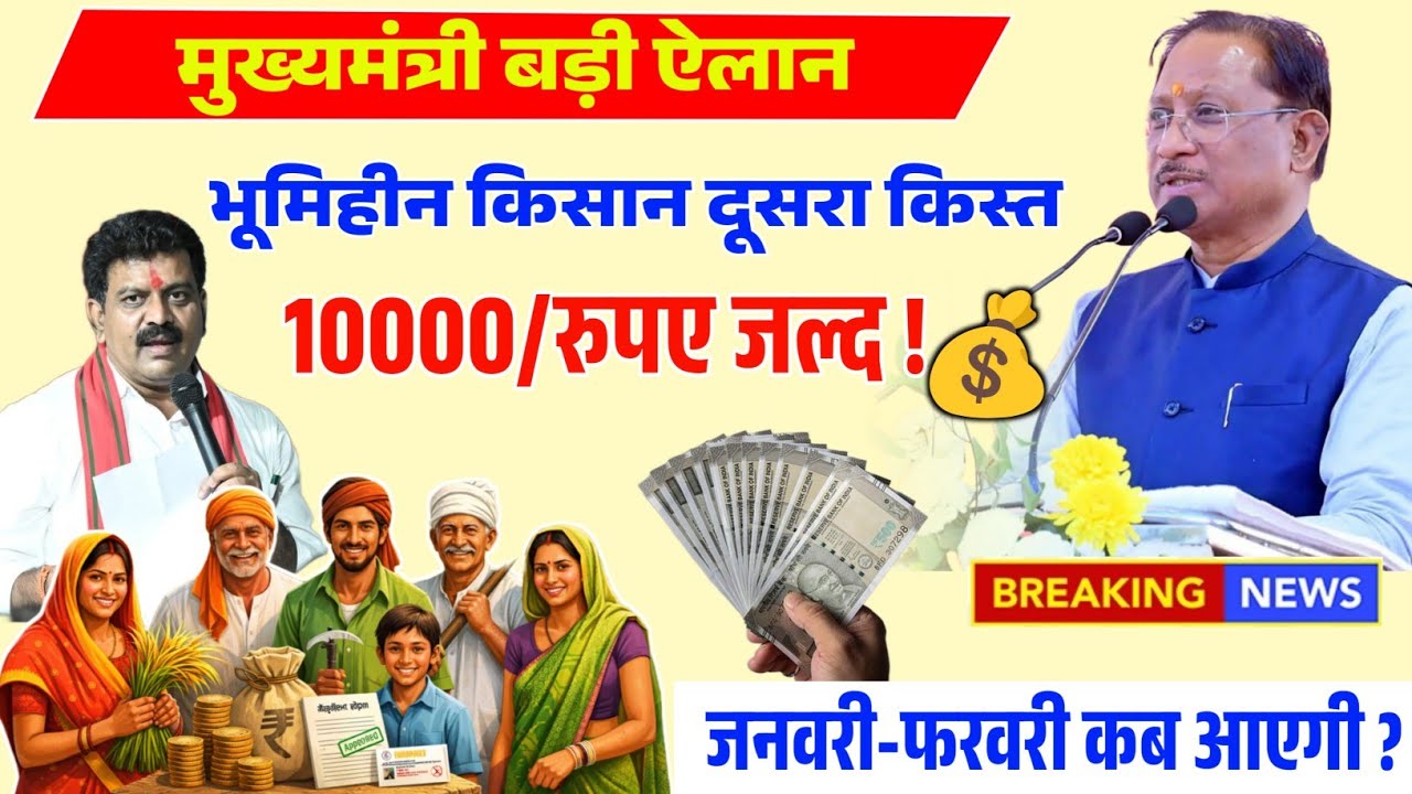 भूमिहीन किसानों की दूसरी किस्त कब आएगी? CM साय का बड़ा अपडेट! 10,000 रुपये
