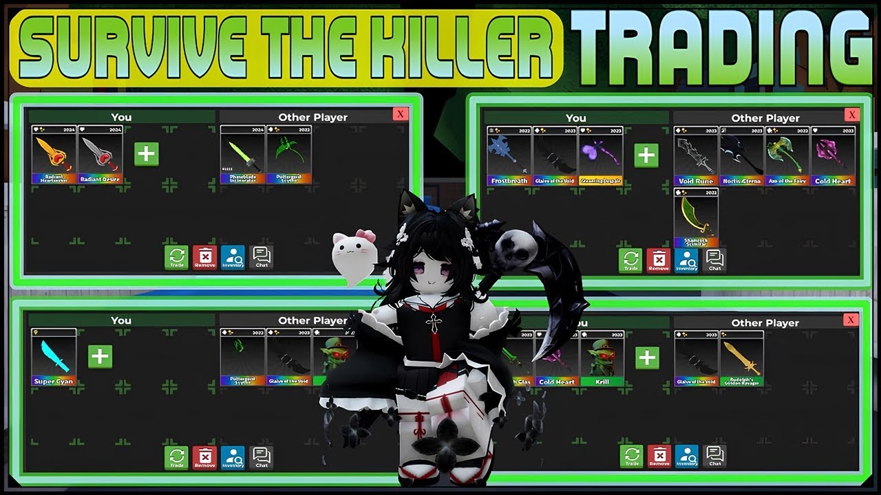 OMG ! TRADING PHASEBLADE INCINERATOR, RADIANT HEARTSEEKER, FROSTBREATH ! SURVIVE THE KILLER ROBLOX !