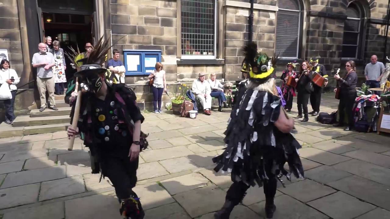 Poacher Morris of Lincoln dancing 'Black Swan' at Holmfirth (May 2016)