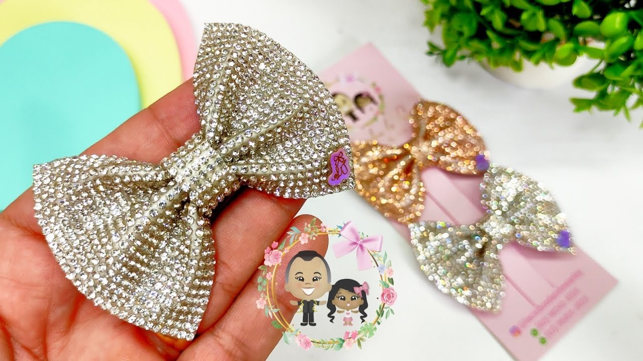 Faça um lindo Laço com micro manta de strass. Laço Luxuoso.