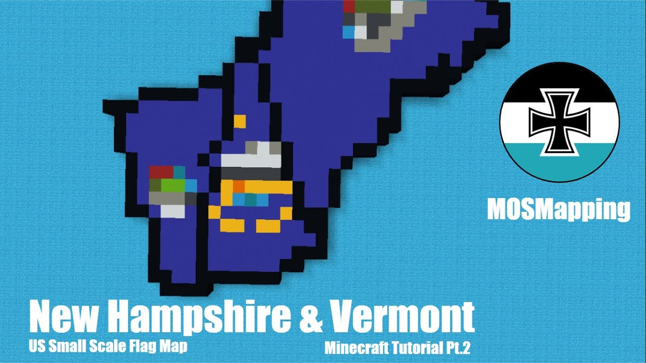 New Hamphire & Vermont - Small Scale US State Flag Map Minecraft Tutorial [Part 2]