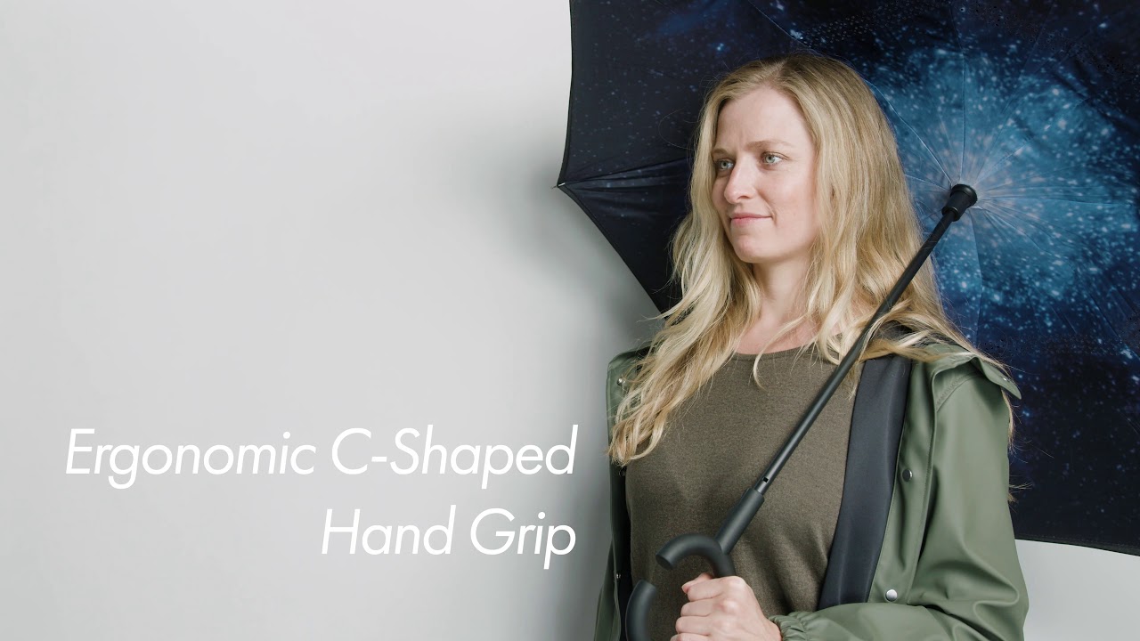 SwissTek Double-Layer Windproof Reverse-Folding Smart Umbrella with UV Protection