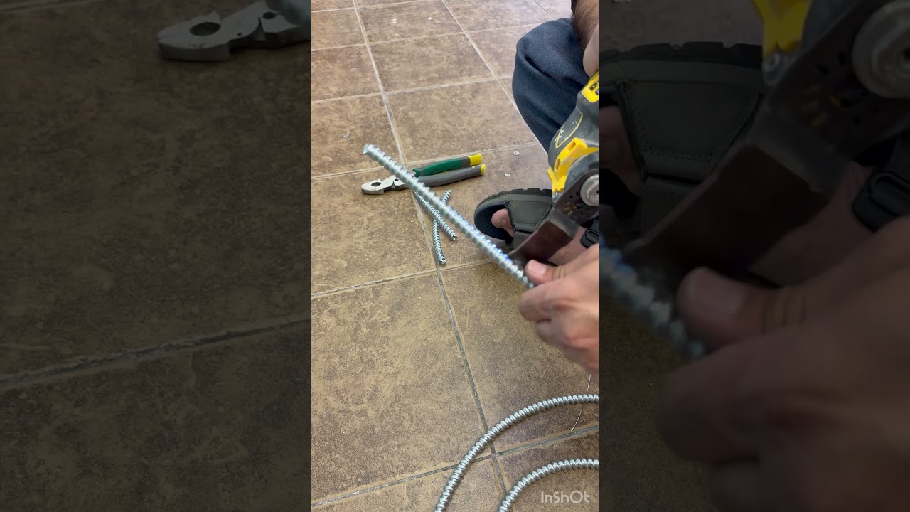Stripping MC/ BX cable with multi tool. DO TRY THIS.#shorts