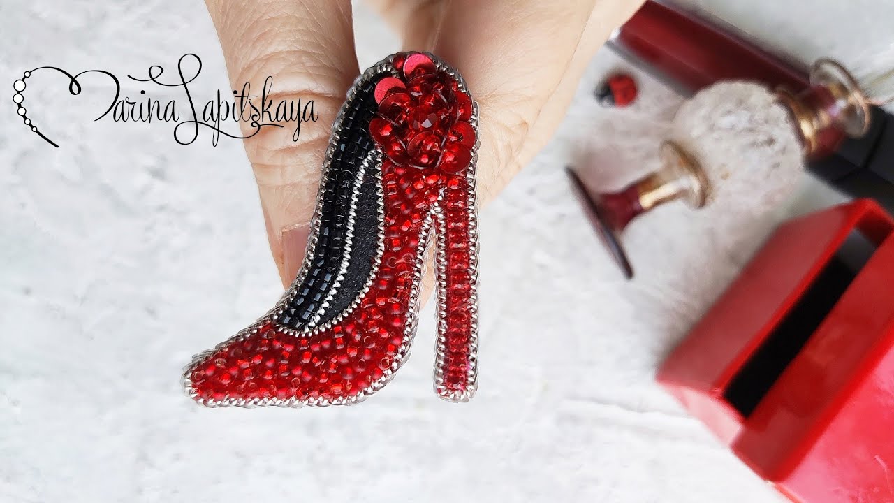 👠 Как сделать брошь из бисера 