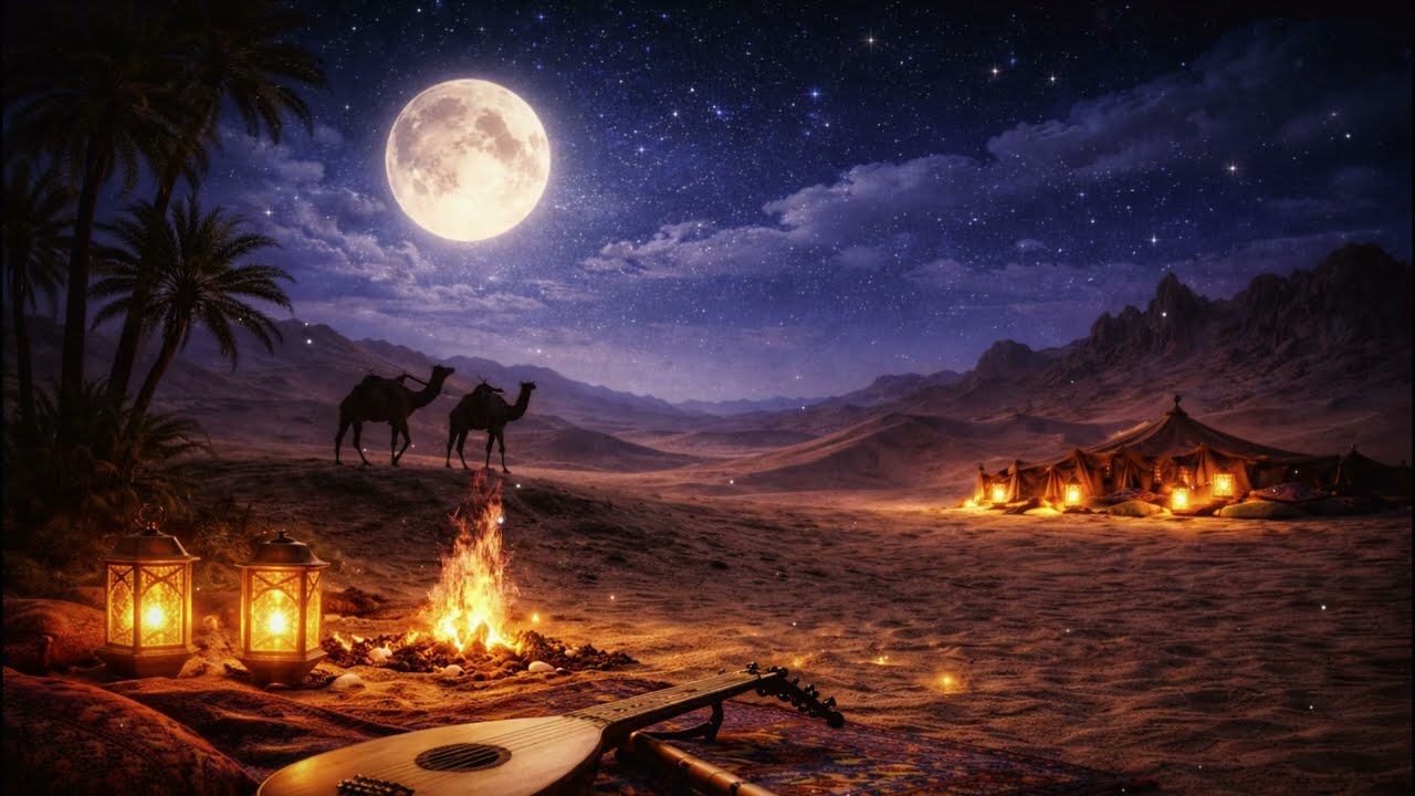 Emotional Arabian Music Oud Melody Under the Desert Night Sky