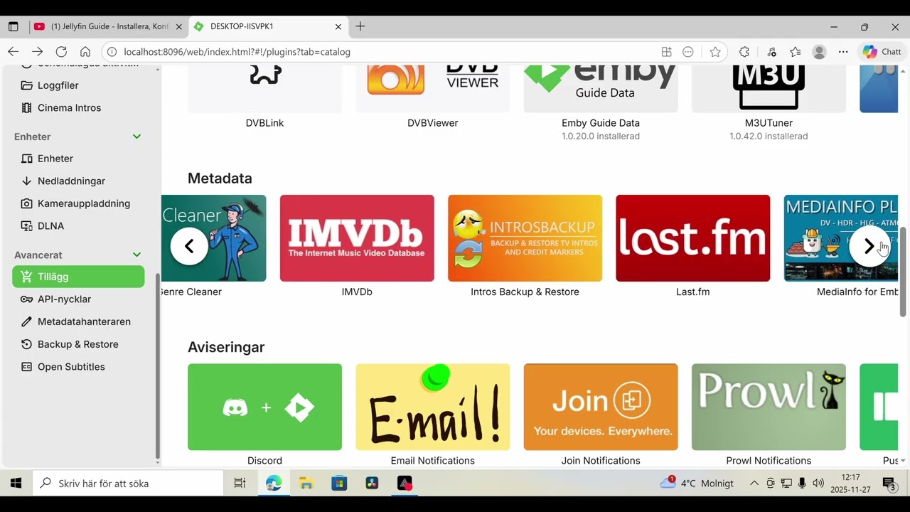 Emby setup och installera