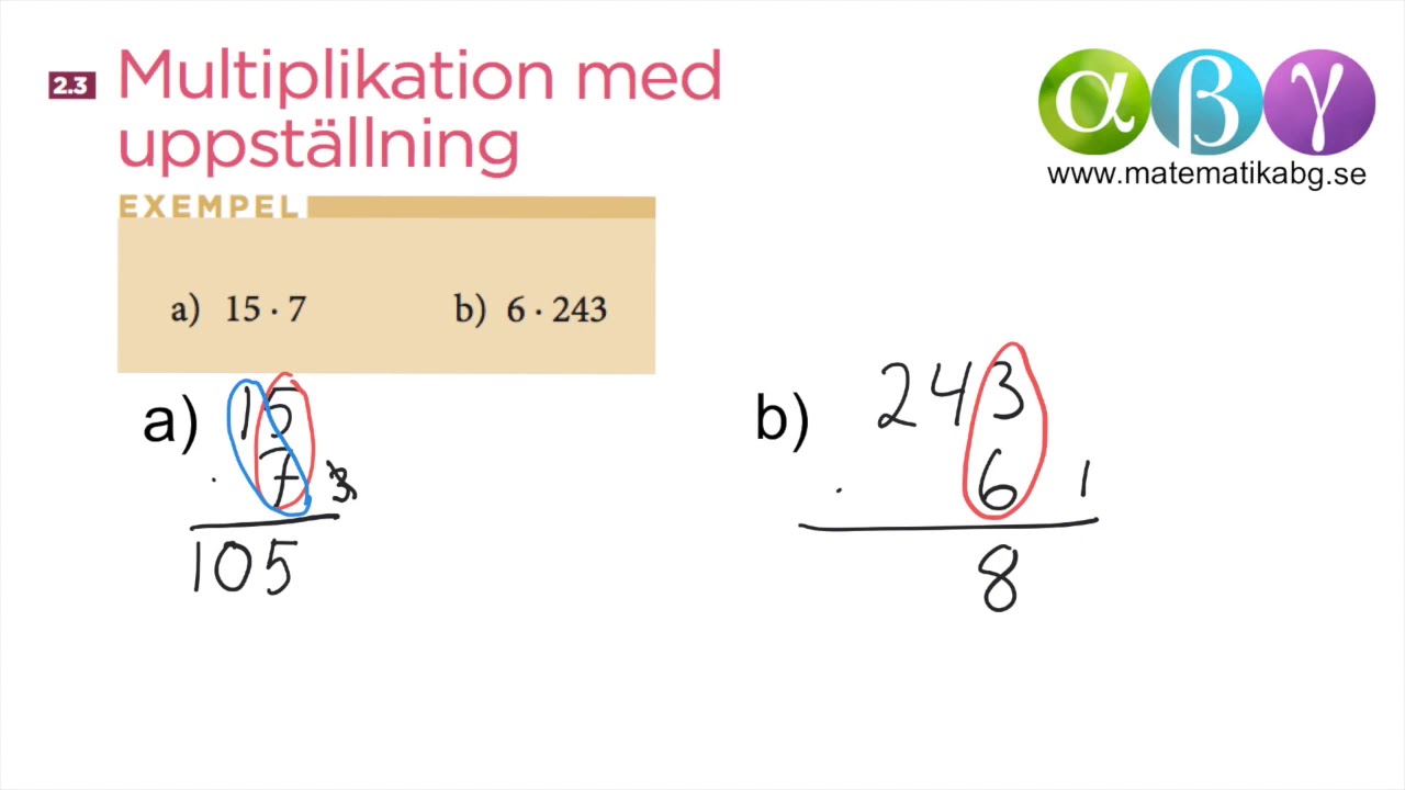 A 2.3 Multiplikation med uppst&auml;llning