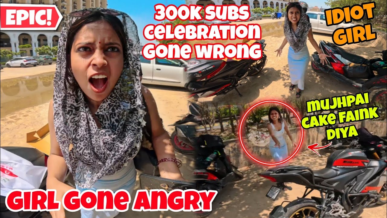 Hot Cute💖 Girl pai Cake🎂 Faink diya😂 - 300k Subscribers Celebration🎉 gone wrong🤬 