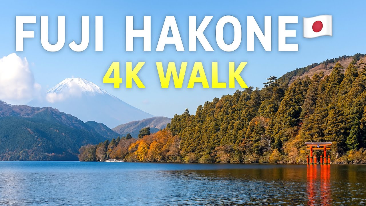 Fuji Hakone 4K Walk  🇯🇵 ⛩️ | Stunning Lake Ashi, Torii Shrine & Mt. Fuji View I Japan Walk Tour