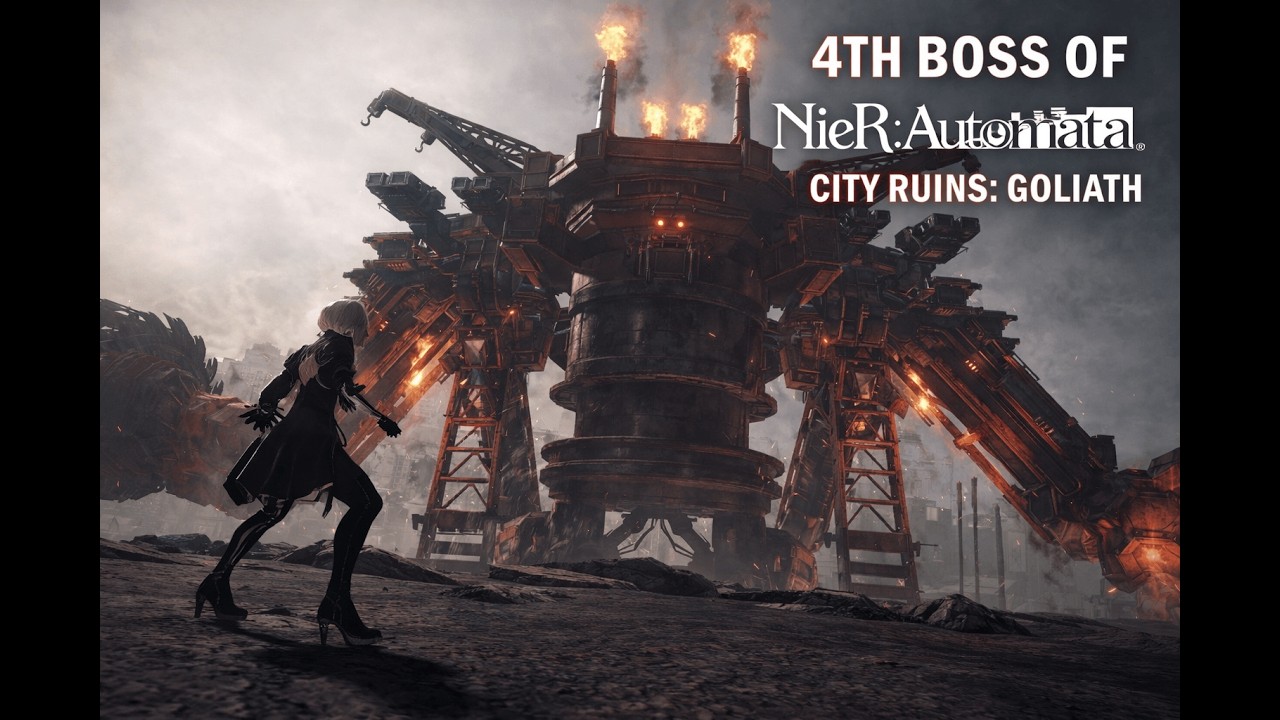 NieR: Automata – 4th Boss Fight: City Ruins Goliath #NierAutomata