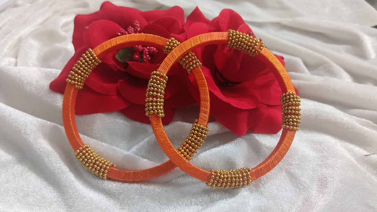 Beautiful Silk Thread Bangles With Ball Chain Design