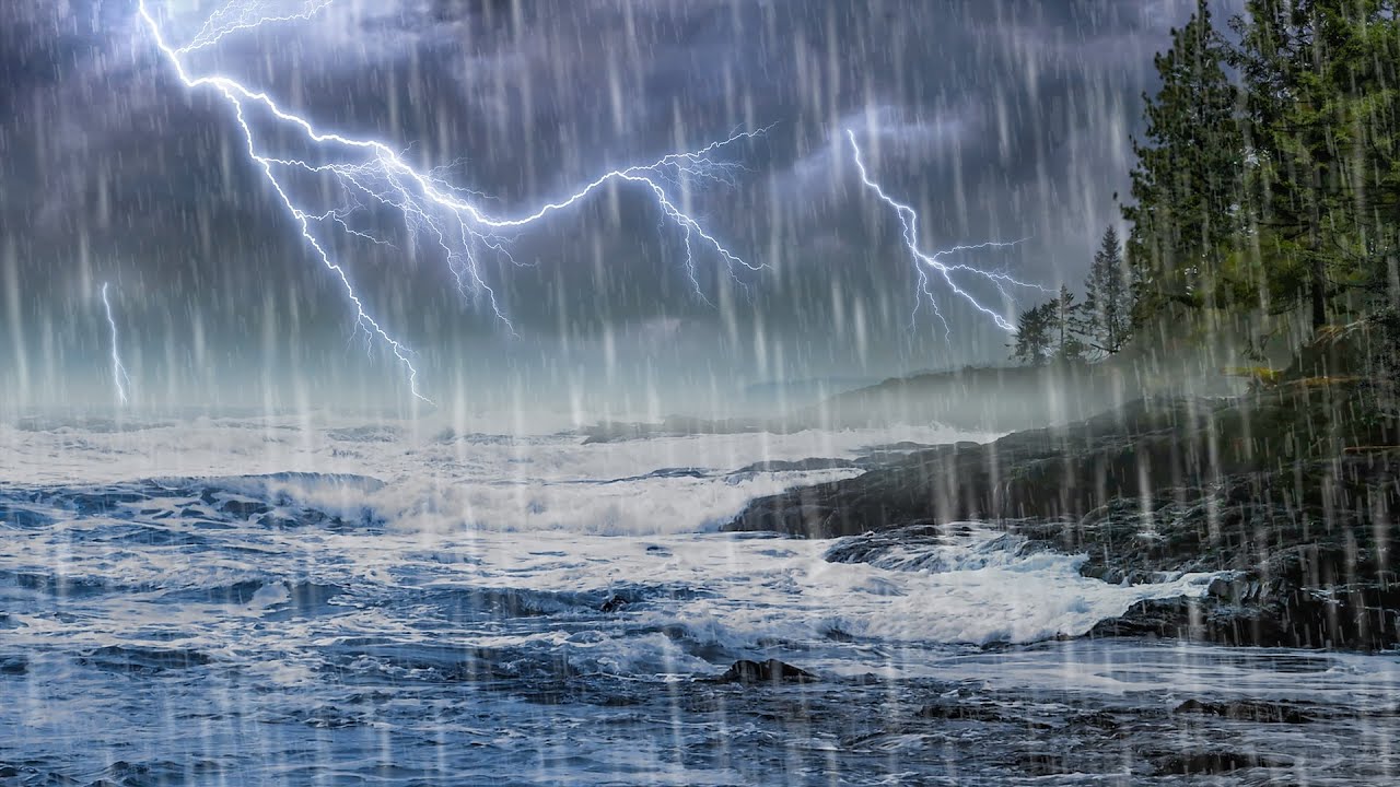 Heavy Rain & Thunder + Big Ocean Waves Helps You Sleep