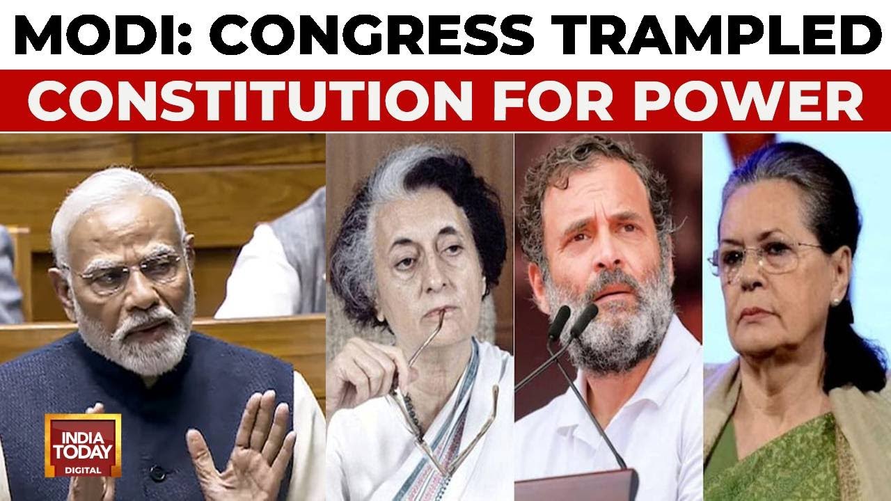 Samvidhan Debate: PM Modi Slams Congress For Constitutional Amendments, Targets Gandhi Family