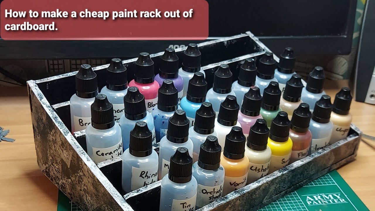 How to make a cheap paint rack out of cardboard. #paintrack #storage