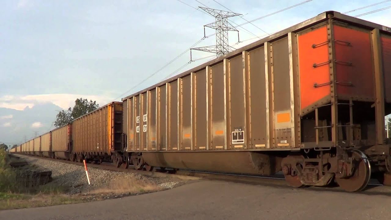 EJE 675 SD38 leads massive coal train north out of Lang Yard