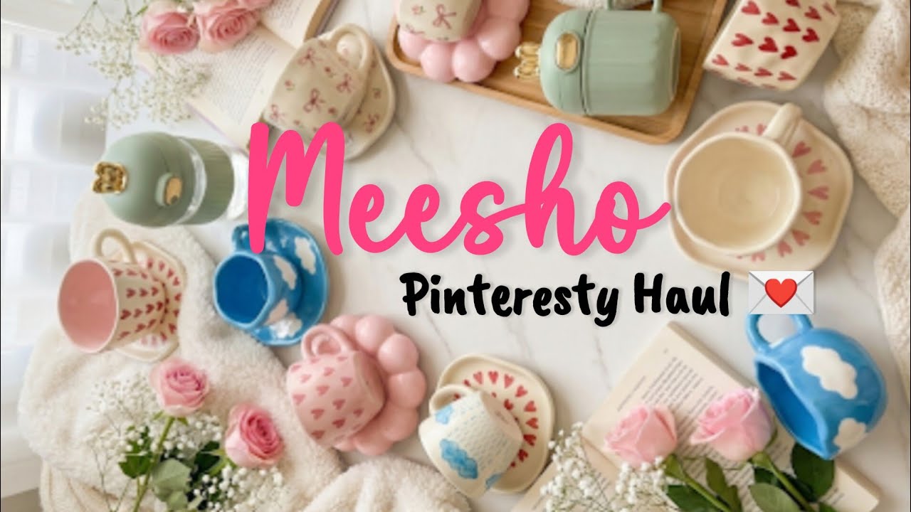Meesho Pinteresty Cup & Saucer Set + Mug Haul ☕✨ Cute & Aesthetic Finds! 💌| Shop With Sania 