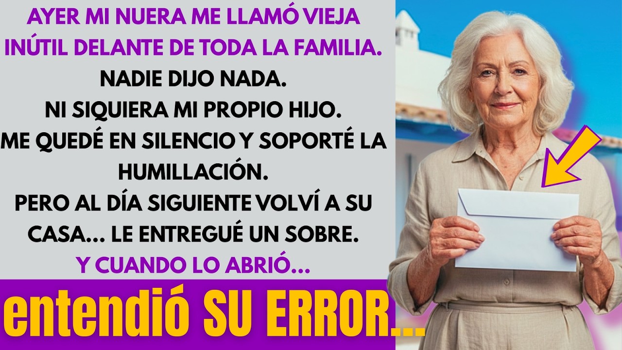 MI NUERA ME HUMILLÓ Y GUARDÉ SILENCIO. AL DÍA SIGUIENTE LE DI UN SOBRE… PENSÓ QUE ERA DINERO........