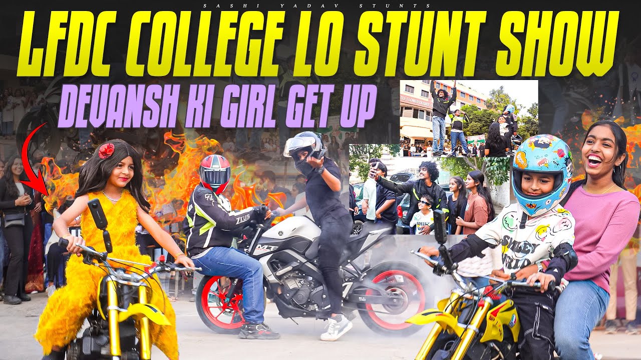 STUNT SHOW AT LITTLE FLOWER DEGREE COLLEGE (LFDC) UPPAL😍| GIRL GET UP LO DEVANSH HALCHAL| BIKE STUNT
