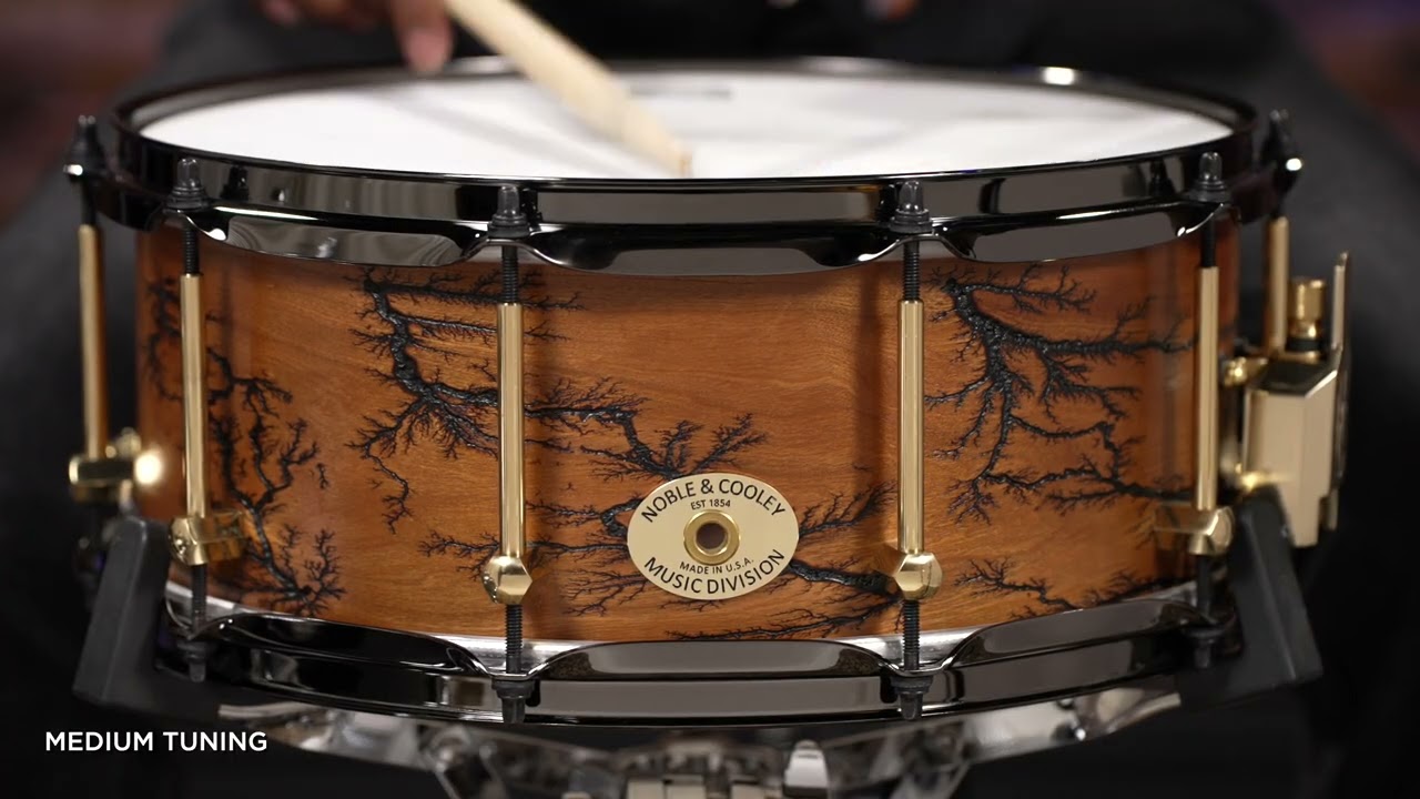 Noble & Cooley 14x6 Solid Shell Classic Cherry Fractal Snare Drum - Natural Satin (FGSS146BFRAC)