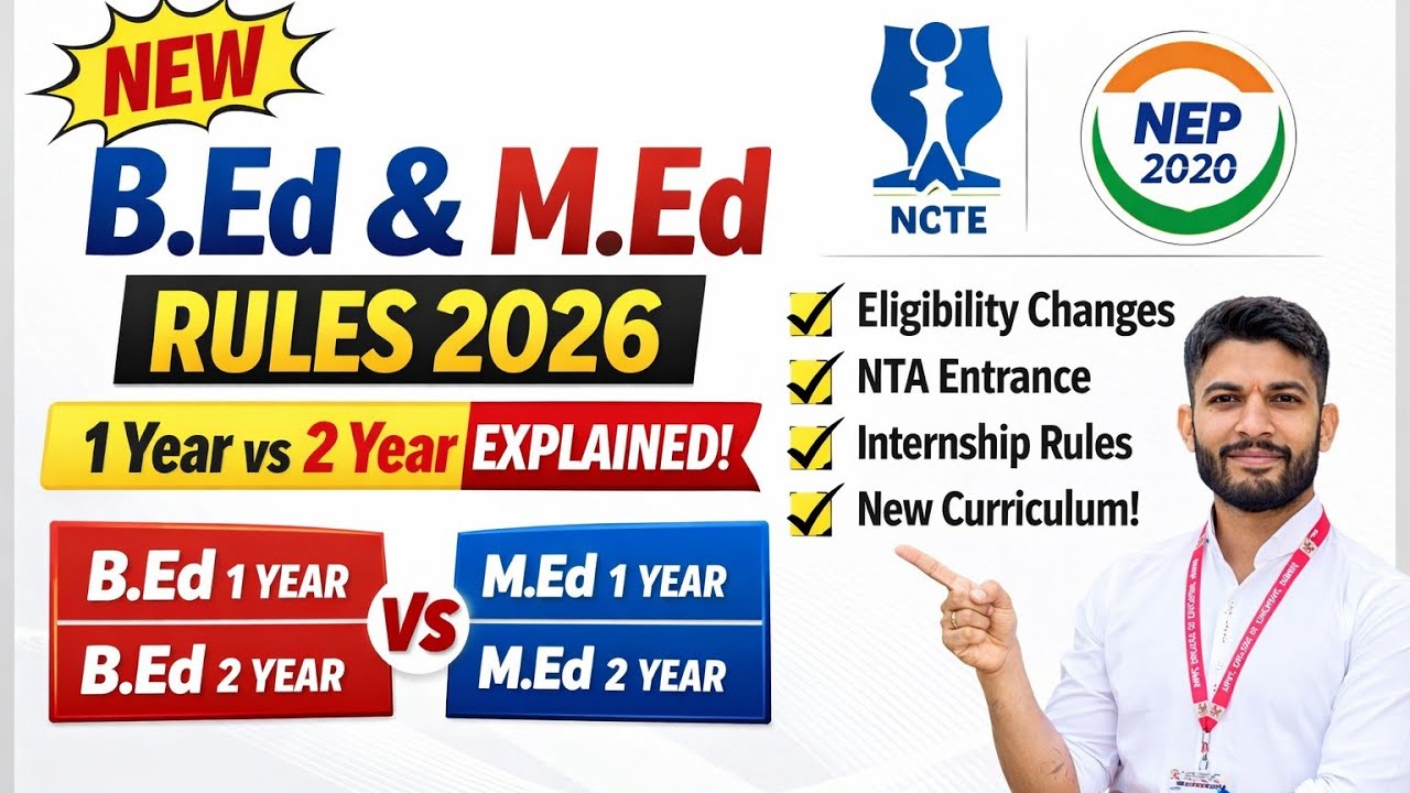 B.Ed 1 Year / 2 Year & M.Ed 1 Year / 2 Year New Rules 2026 | NCTE Guidelines | NEP 2020 