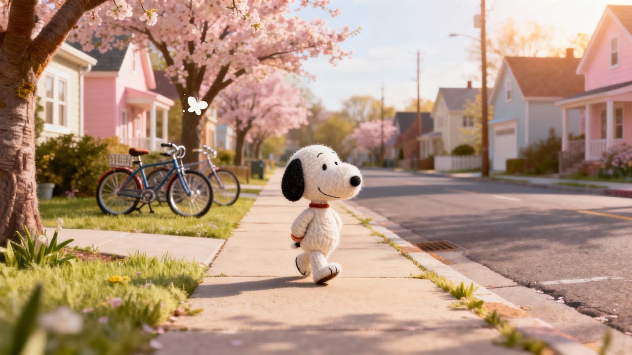☀️ Sunny Spring Street with Snoopy🌿 Soft Lofi for Calm Focus & Peaceful Mornings 📚