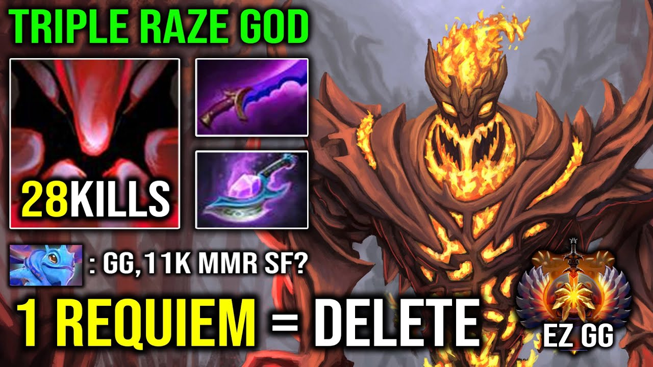 Beautiful Triple Raze 11K MMR SF God with Shadow Blade 100% Deleted Enemy in 1 Requiem DotA 2