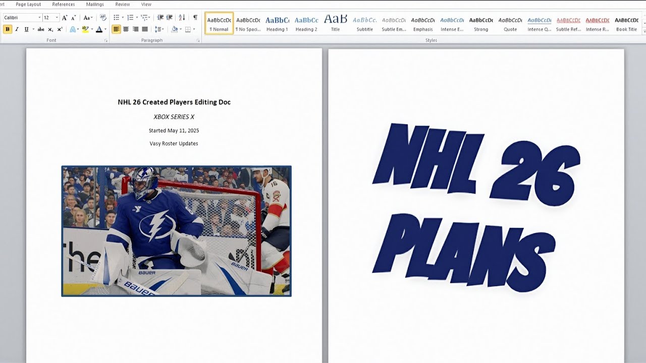 NHL 26 - Tentative Created Players + Teams List